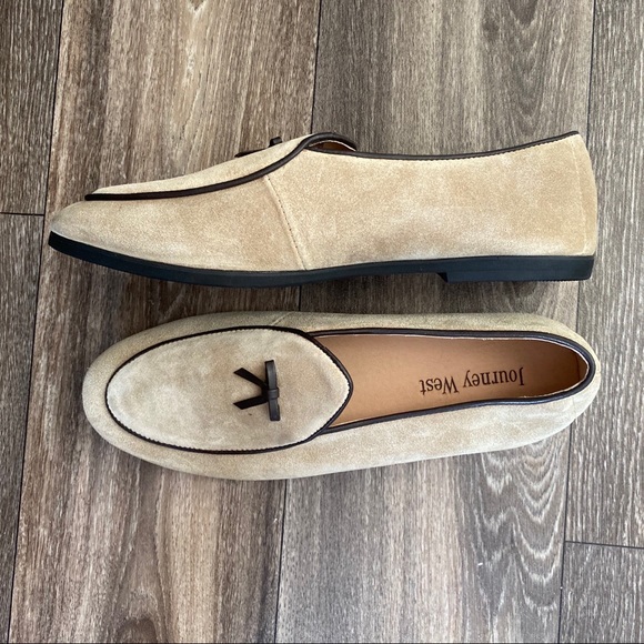 journey west Other - JOURNEY WEST 42 Leather Suede Beige Loafers Bowtie